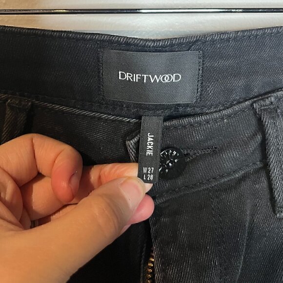 Driftwood Jackie Braided Side Black Raw Hem Skinny Denim Jeans - Picture 4 of 6